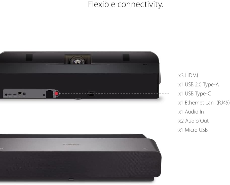 Viewsonic X1000-4K UHD Smart LED Soundbar Beamer (4K, 2.400 Lumen, Rec. 709, HDR, TR 0.25, 3x HDMI,