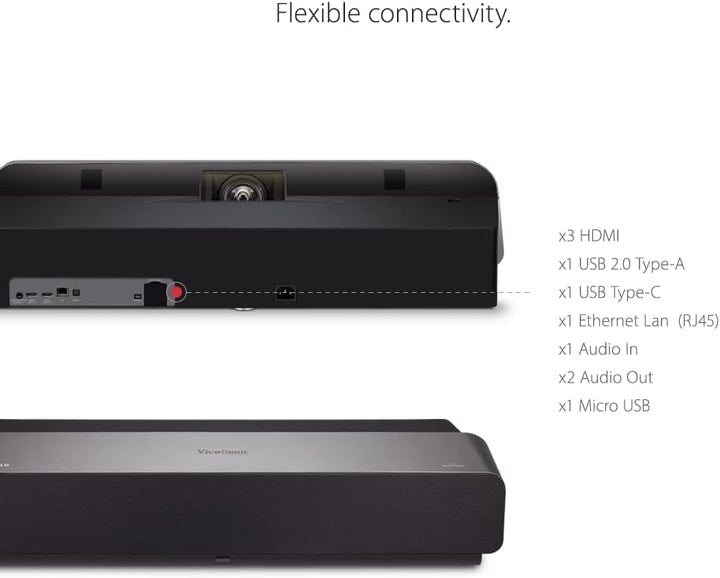 Viewsonic X1000-4K UHD Smart LED Soundbar Beamer (4K, 2.400 Lumen, Rec. 709, HDR, TR 0.25, 3x HDMI,