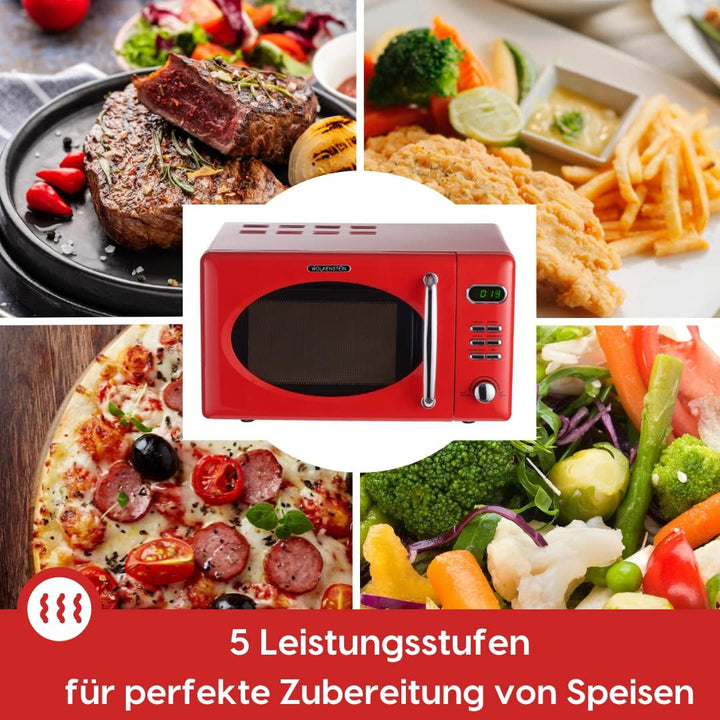 Wolkenstein Retro Stand Mikrowelle WMW720 SC I 700W Mikrowellenleistung I 20L Garraum I5 Leistungsst
