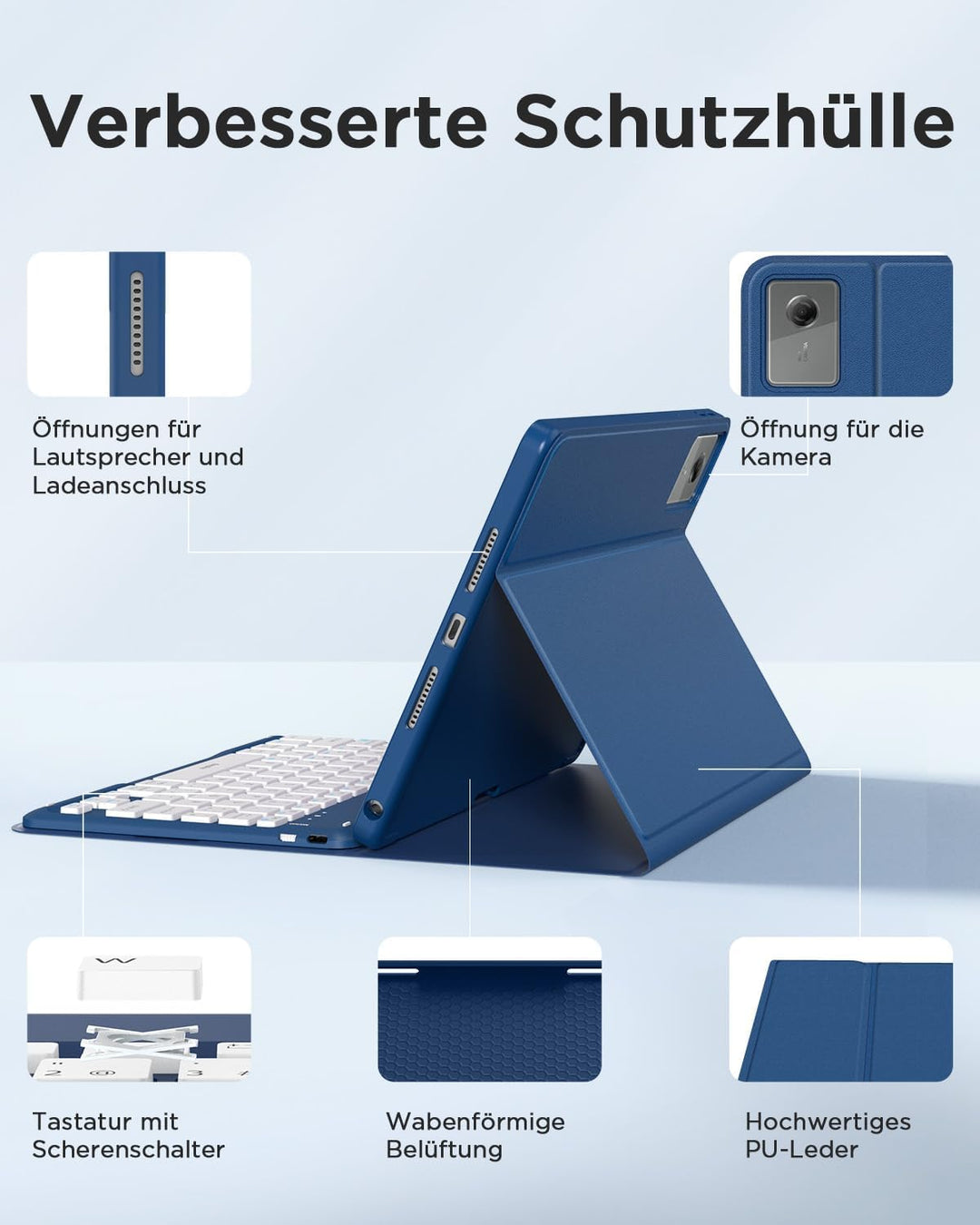 EasyAcc Tastatur Hülle kompatibel mit Lenovo Idea Tab 11 Zoll Tablet 2025 (TB-336ZU/TB-336FU) mit Sc