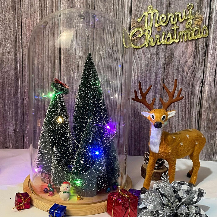 MTKZKAF 5 Stück Tisch-Weihnachtsbaum-Flaschenbürste mit Holzsockel für Dorf, Urlaub, Party, Weihnach