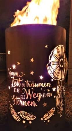 TiKo-Design Feuertonne/Feuerkorb mit Motiv – Zeit - Nimm dir Zeit zu träumen, es ist der Weg zu den