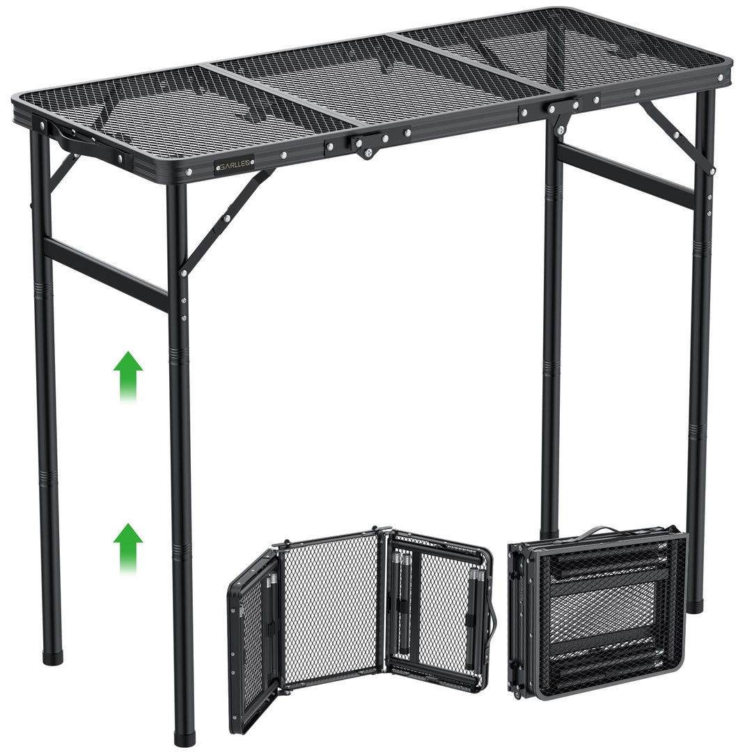 GARLLEN Grilltisch klappbar, 90x40cm & 3 Höhenverstellbar(27/51/75cm), Leicht und Tragbar, Klapptisc