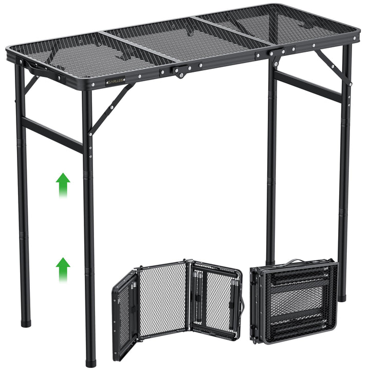 GARLLEN Grilltisch klappbar, 90x40cm & 3 Höhenverstellbar(27/51/75cm), Leicht und Tragbar, Klapptisc