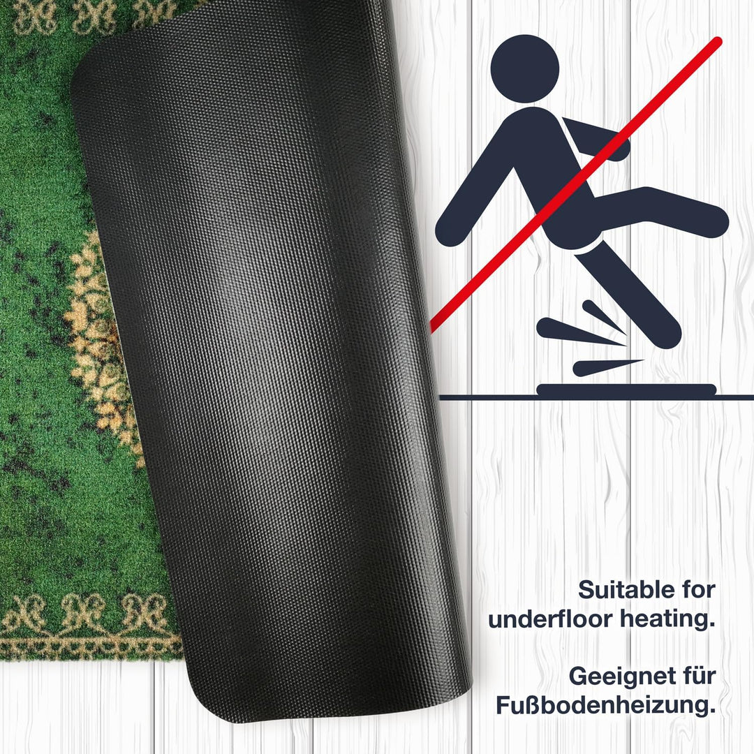 deco-mat Fussmatte Orient (50 x 70 cm, Schwarz) - rutschfeste und waschbare Fussmatte für aussen/inn