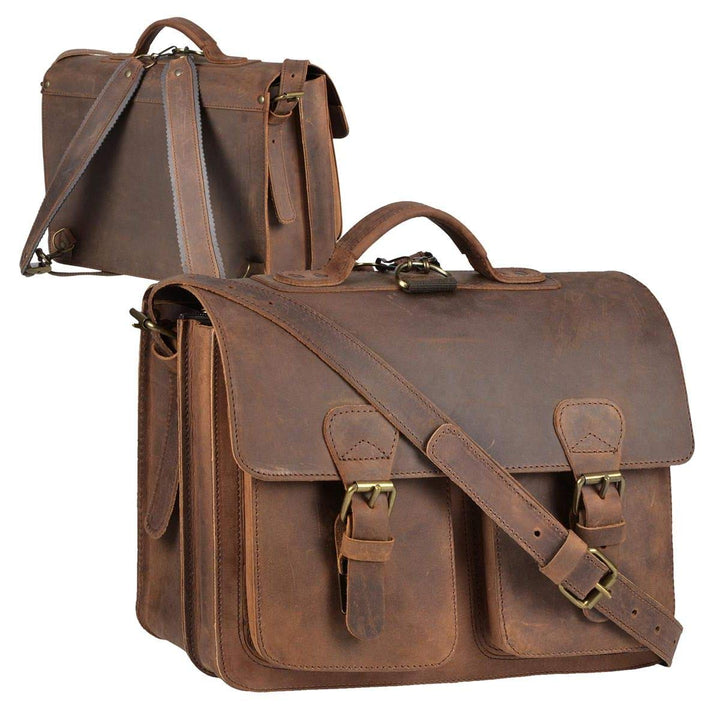 Ruitertassen Lederranzen 38cm Schulranzen Schultasche 2 Fächer 2 Vortaschen Rückengurte Tragegriff S