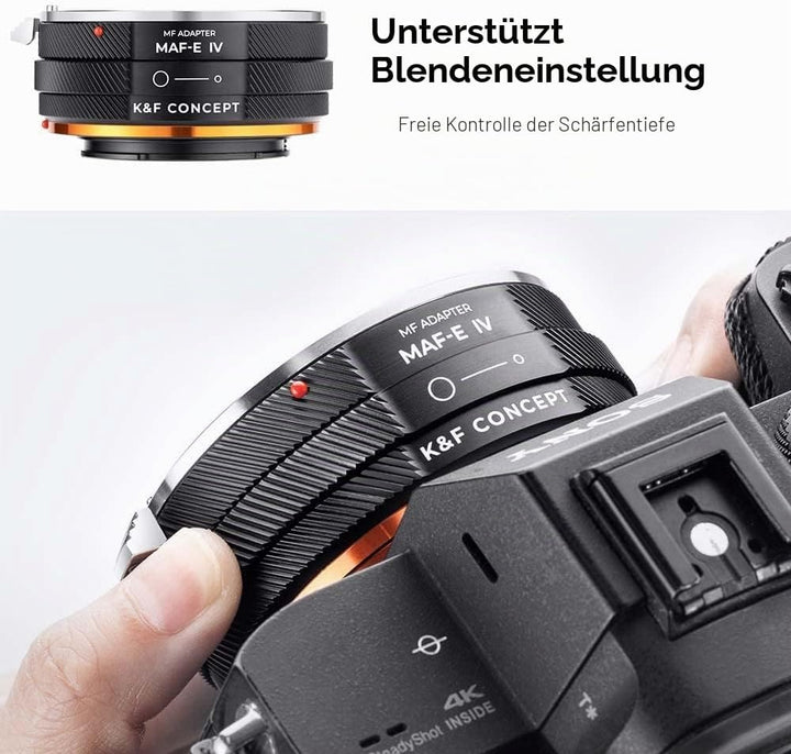 K&amp;F Concept MAF-NEX IV PROLens Mount Adapter Manueller Fokus Kompatibel mit Minolta AF/Sony Alpha A