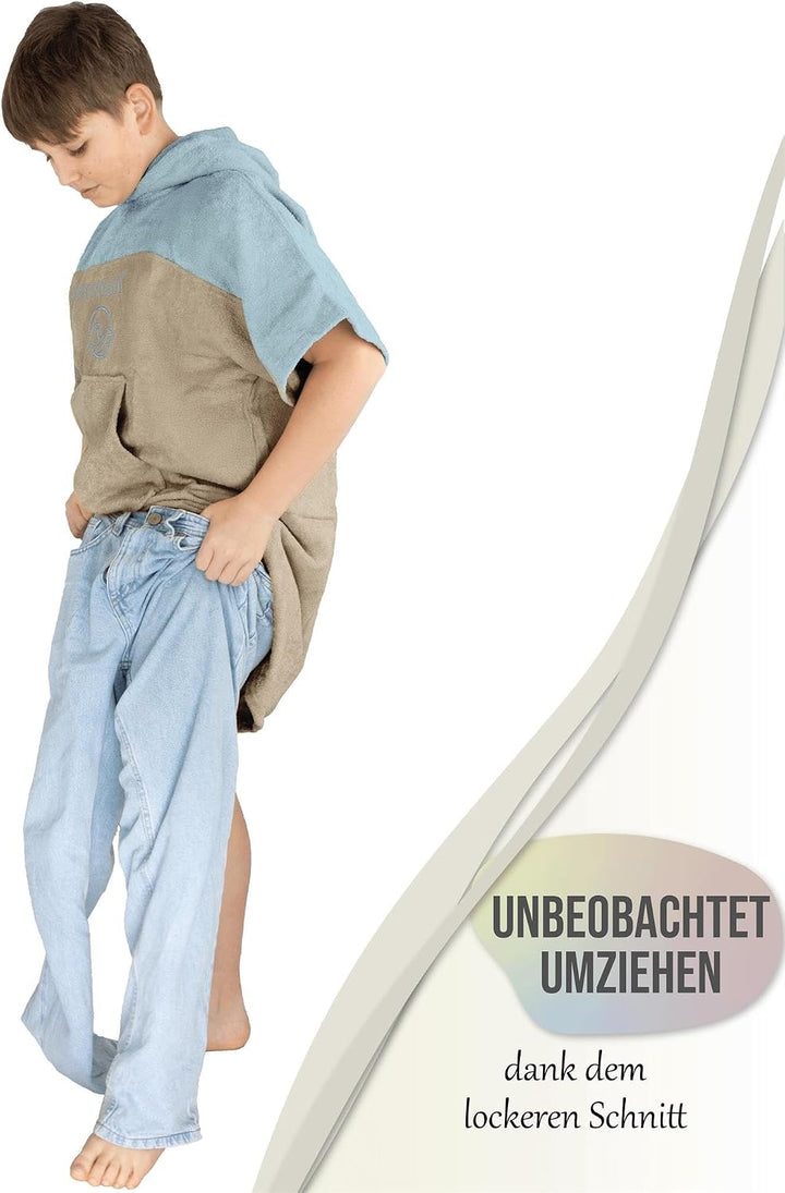 normani Kinder Badeponcho - Badehandtuch aus 100% Bio-Baumwolle - Surfer Poncho für Jungen und Mädch