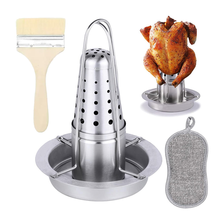 Hähnchenbräter, Bierdosen Hähnchenhalte, Hähnchengriller Edelstahl, Geflügelbräter Grill mit Aromabe