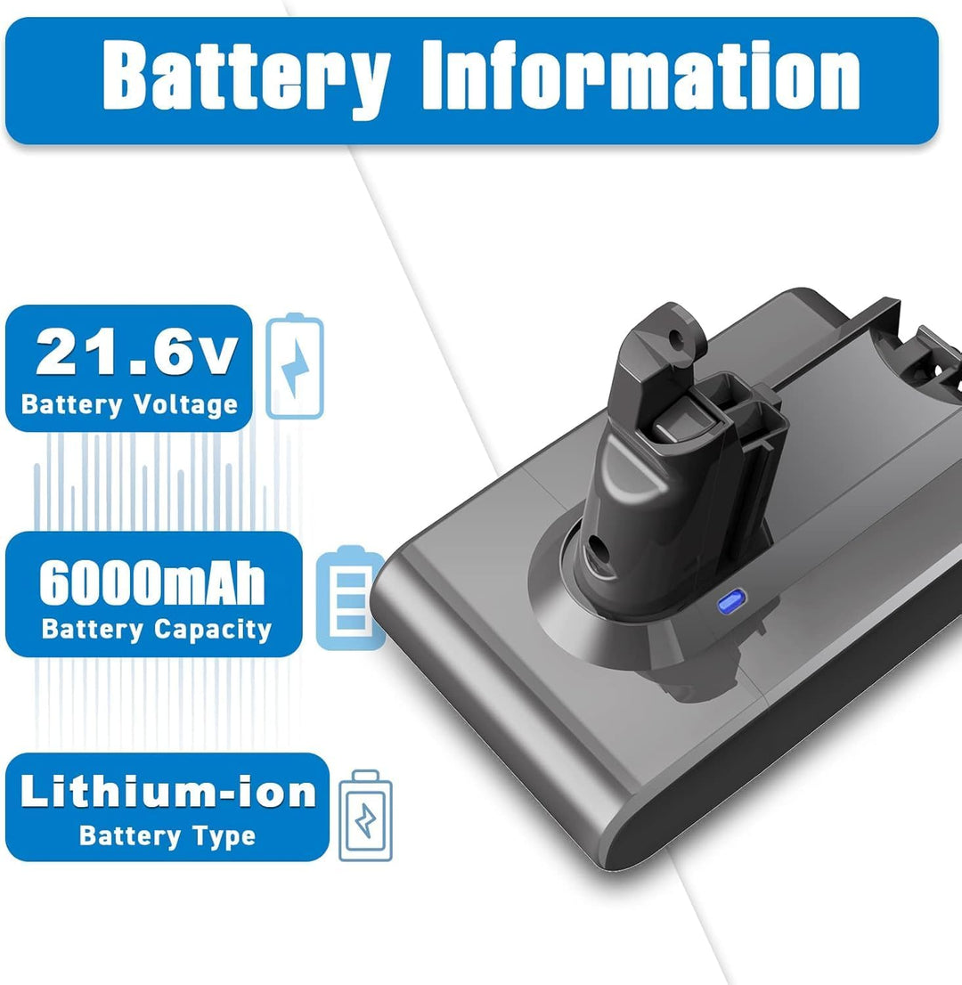 V6 Akku für Dyson, Powtree 6000mAh Ersatzakku für Dyson V6 DC58 DC59 DC61 DC62 DC72 DC74 Animal SV03
