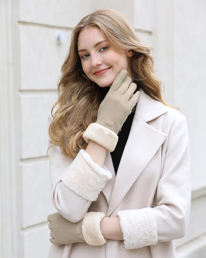 ZASFOU Damen Winter Warm Touchscreen Handschuhe mit Fleece Gefütterte Strick winterhandschuhe für Ka