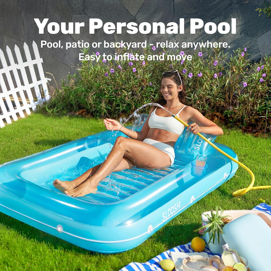 Sloosh 70" x 46"/1.78m*1.16m aufblasbarer Sonnenpool, Luftmatratzte Pool, Sonnenbad mit abnehmbarem