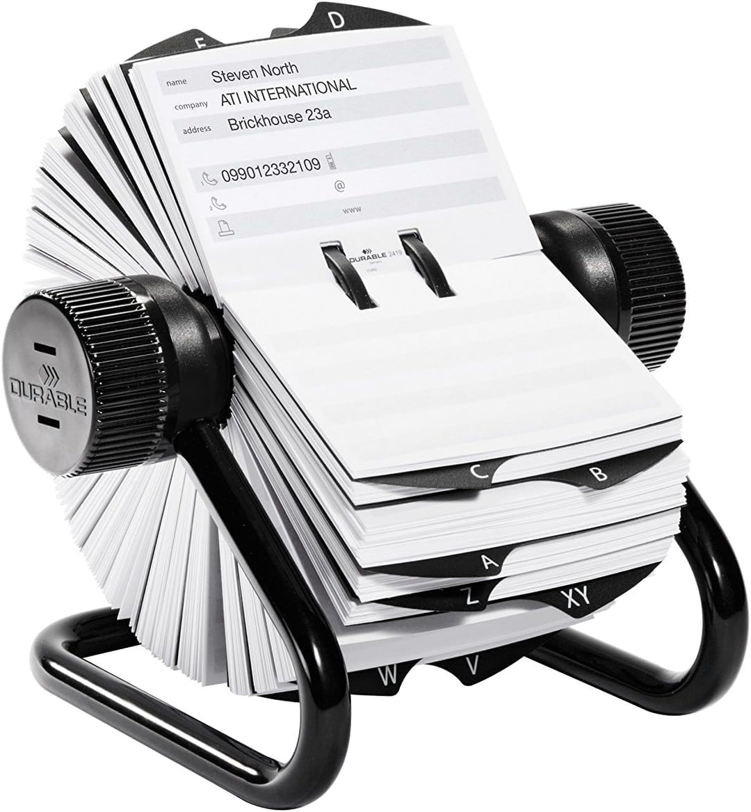 Durable Rotationskartei Telindex, mit 500 Karten für Telefon- und Adresseinträge, Register A-Z, schw