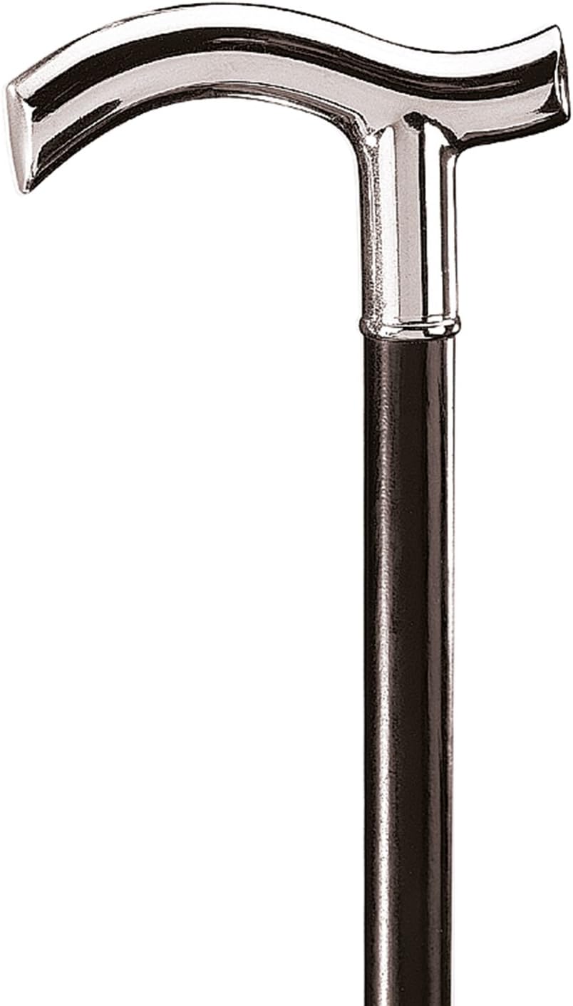 Derbystock Nickelgriff,glatt, schwarz m. Gummizwinge