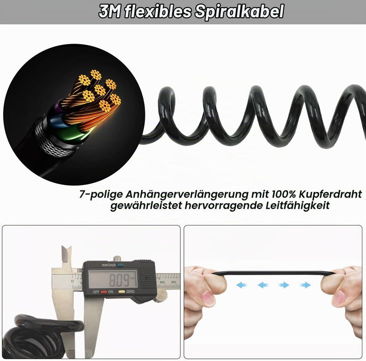 3M Anhänger Verlängerungskabel 7 Polig Adapter Spiralkabel Anhängersteckdose Anhänger Verlängerung A