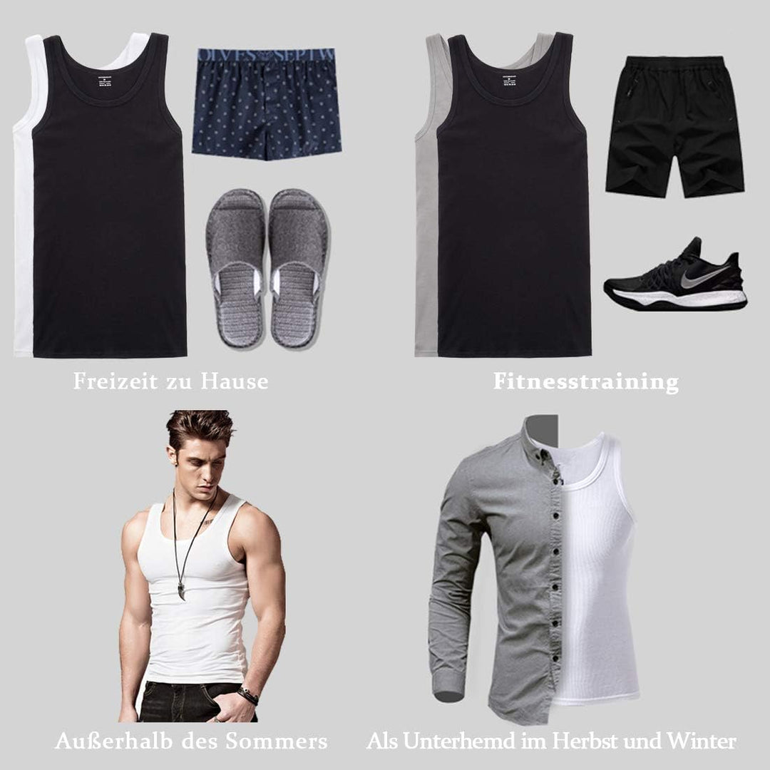 NUOZA 3/5er Pack Tanktops Viele Farben 100% Hochwertige Baumwolle Schrumpft Nicht Verblasst Nicht Un