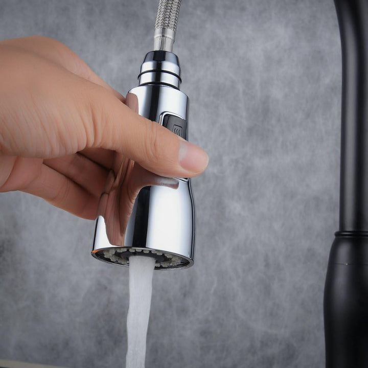 Niederdruck Ausziehbar Küchenarmatur 360° drehbar Wasserhahn mit Dual-Spülbrause und hohem Rundbogen