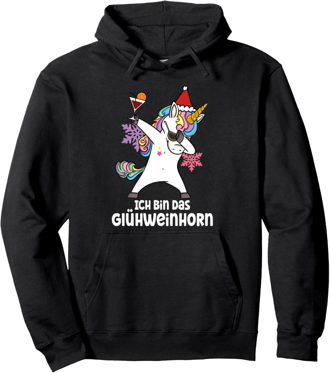 Glühweinhorn Advent Weihnachten Winterzeit Glühwein Einhorn Pullover Hoodie