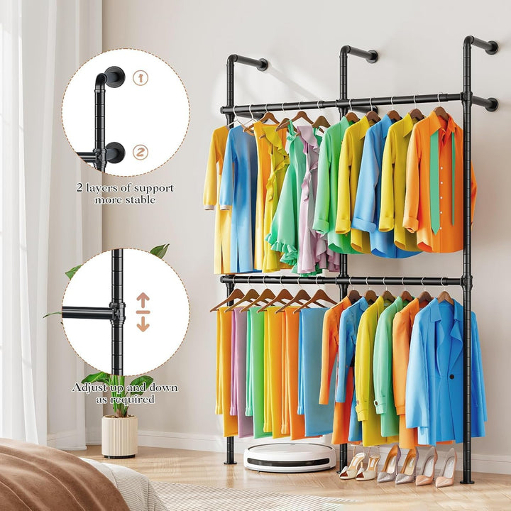 Teleskop Kleiderständer, Verstellbarer Kleiderstange, Offener Kleiderschrank zur Wandmontage, Garder