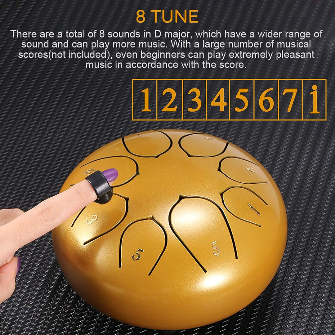 Konesky Steel Tongue Drum, 6 Zoll Stahlzungentrommel Hand Pan Percussion Drum für Meditation, 8 Tone