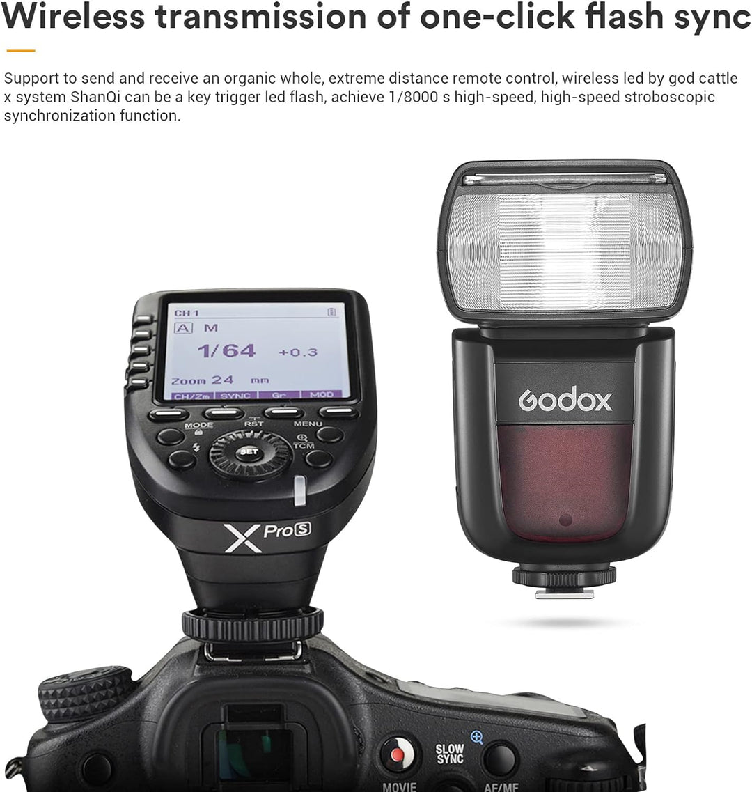 Godox V850III Kamerablitz Speedlite 76Ws, 2600mAh Lithiumbatterie, 1,5s Wiederaufladezeit, 2,4G X Wi