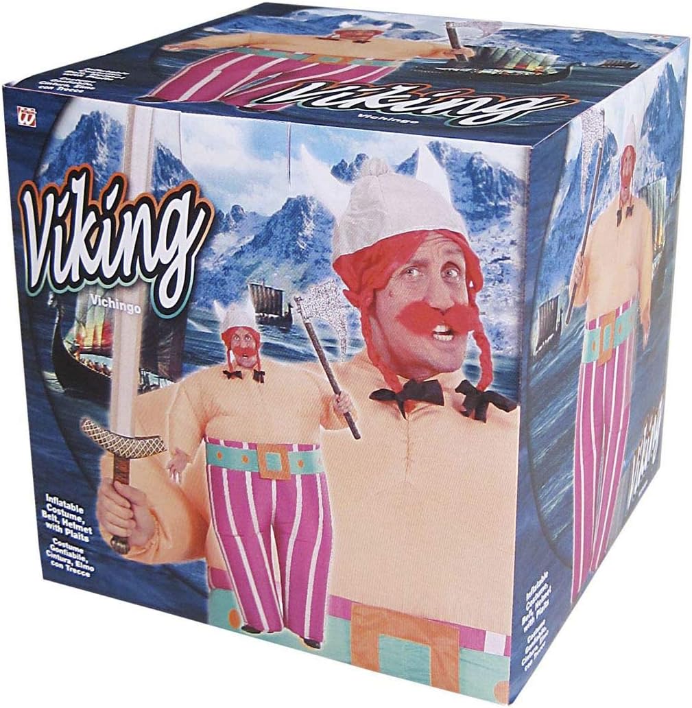 "VIKING" (airblown inflatable costume, belt, helmet with plaits) (4 x AA batteries not included) - (