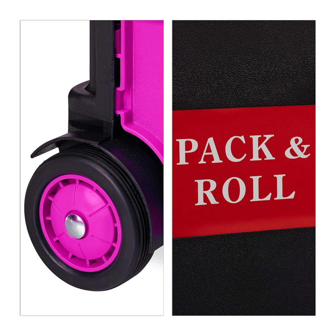 Relaxdays Einkaufstrolley, Klapptrolley mit Rollen & Deckel, Teleskopgriff, bis 35 kg, Faltbarer Tro