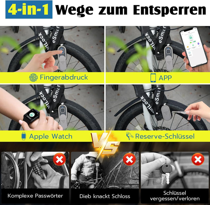 wie knackt man ein fahrradschloss Anweller Fahrradschloss Fingerabdruck mit Schlüssel, 100cm 8mm Dicker –  techstudio.ch