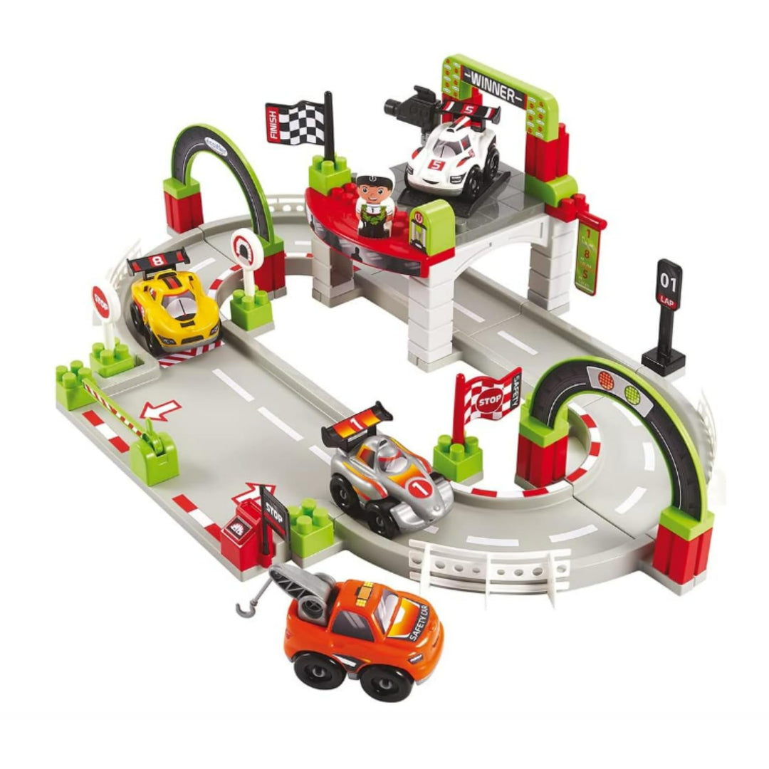 Ecoiffier 7600003006 Abrick Circuito Grand Prix Con 1 Personaggio e 4 Veicoli 7446885, Mehrfarbig