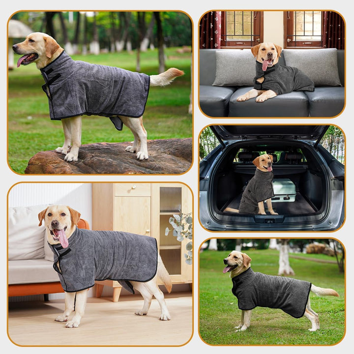HezzLuv Bademantel Für Hunde, Hundebademantel Aus Mikrofaser Für Mittlere Und Grosse Hunde, Saugfähi