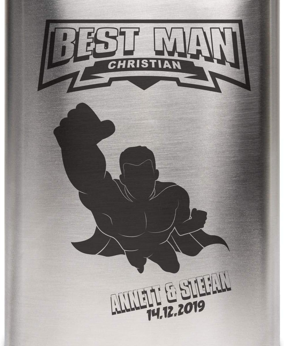 Flachmann Edelstahl 237 ml 8 oz individuelle Gravur Geschenk - Best Man, Best Man