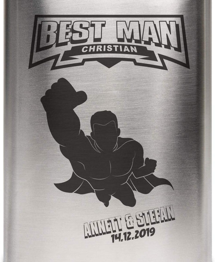 Flachmann Edelstahl 237 ml 8 oz individuelle Gravur Geschenk - Best Man, Best Man
