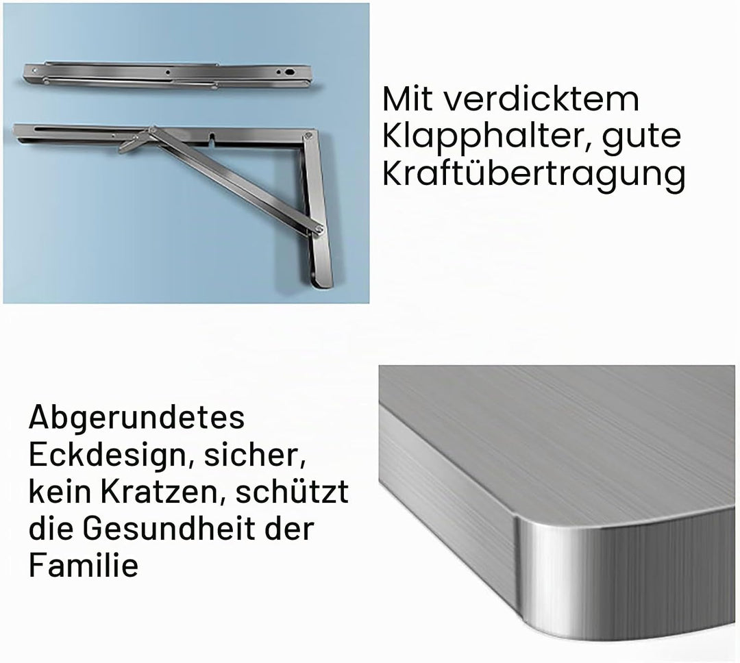 SARKEY Klappbarer Wandtisch, Wandklapptisch Aus Rostfreier Stahl,Wandklapptisch Wand Montierter Klap