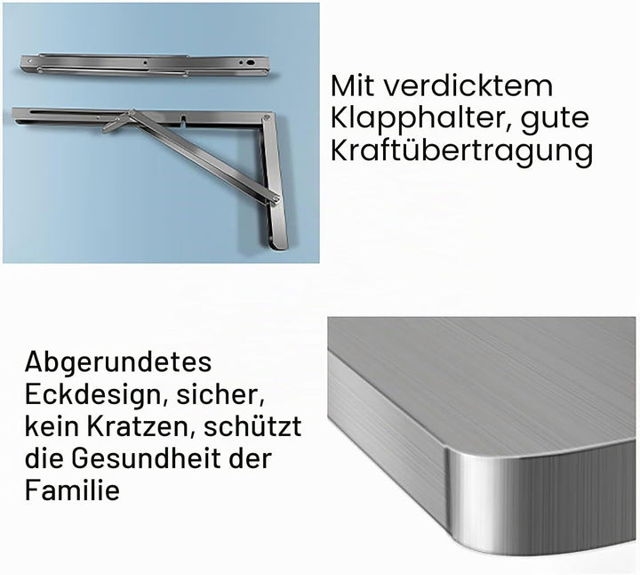 SARKEY Klappbarer Wandtisch, Wandklapptisch Aus Rostfreier Stahl,Wandklapptisch Wand Montierter Klap