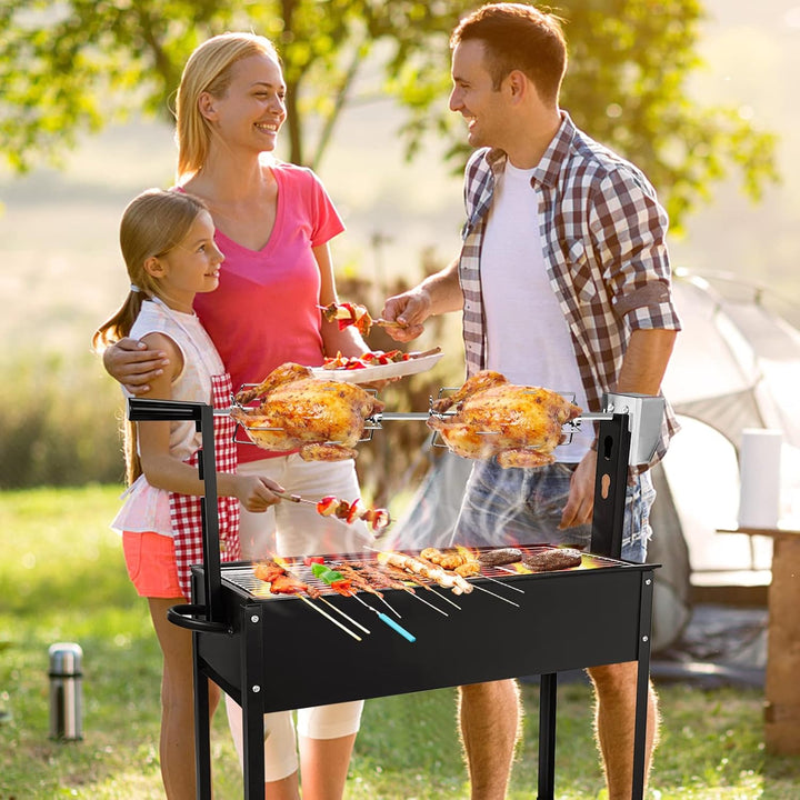 YUENFONG Grillspiess Motor Set, Edelstahl Grillspiess Motor 220-240V, Grillspiess 107cm, Elektrische