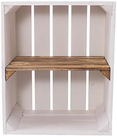 9er Set Neue weisse/Weisse Obstkiste mit Einlegeboden/Zwischenbrett in geflammt Quer 50cm x 40cm x 3