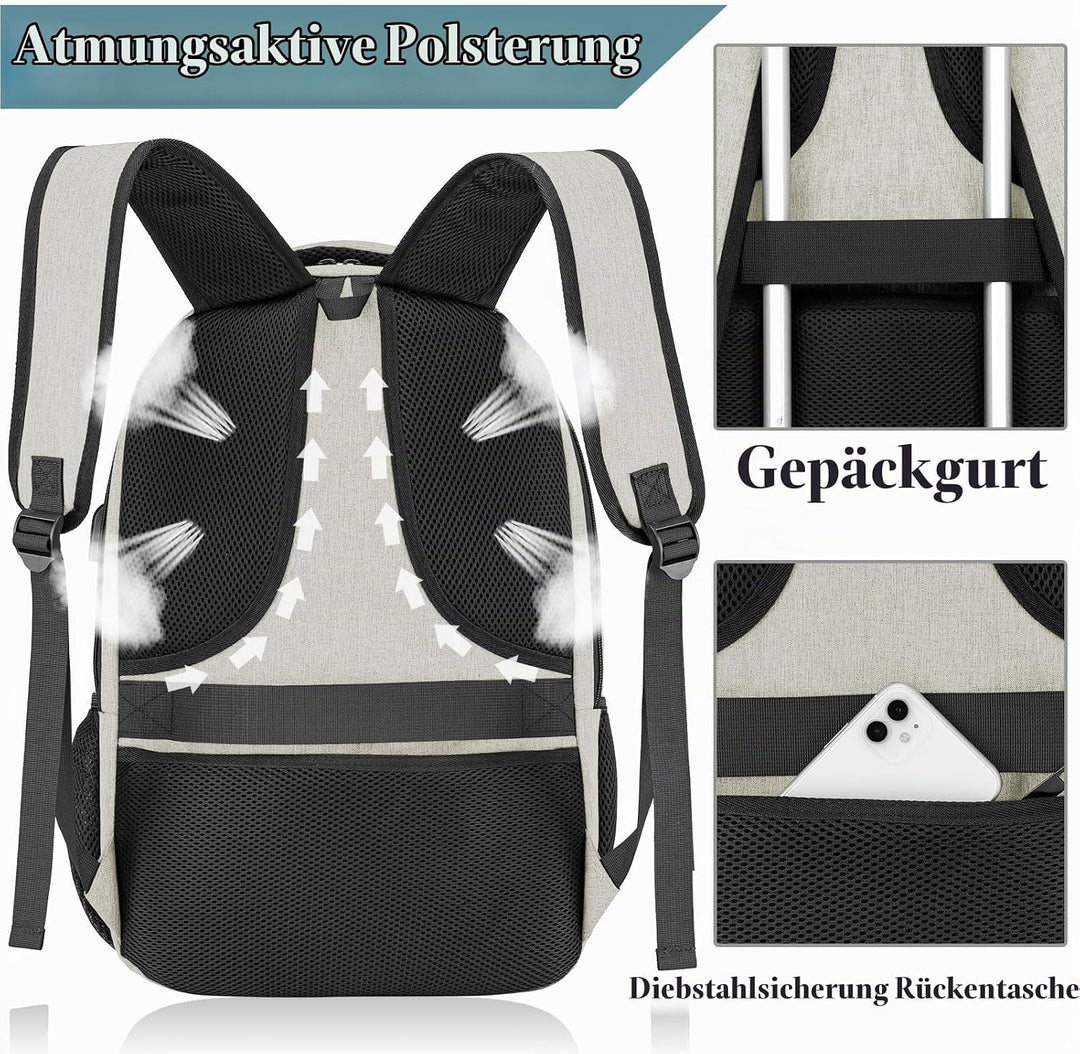 BIKROD Rucksack Herren und Damen, Schulrucksack Jungen Mädchen Teenager, 15.6 Zoll Laptop Arbeit Day