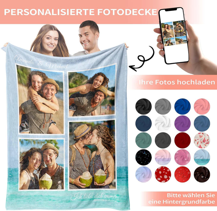 Easycosy personalisierte Decke für Paare - Valentinstag Foto Geschenke für Sie Frauen Benutzerdefini