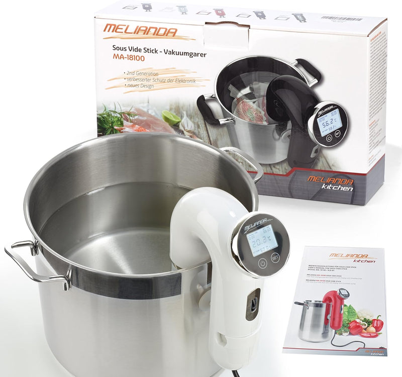 MELIANDA MA-18100 Sous Vide Stick Niedrigtemperatur Vakuumgarer Digital-Timer weiss, Weiss