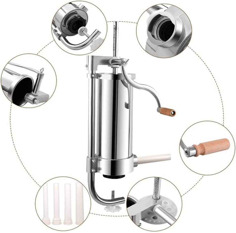 Wurstmaschine, vertikal, 3 l, aus lebensmittelechtem Edelstahl, manueller Füller mit Befestigungsmut