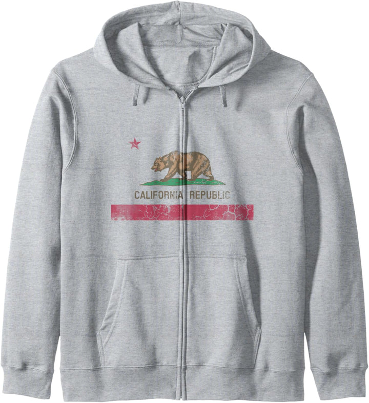 California Republic Flag State Vintage Fade Novelty Kapuzenjacke