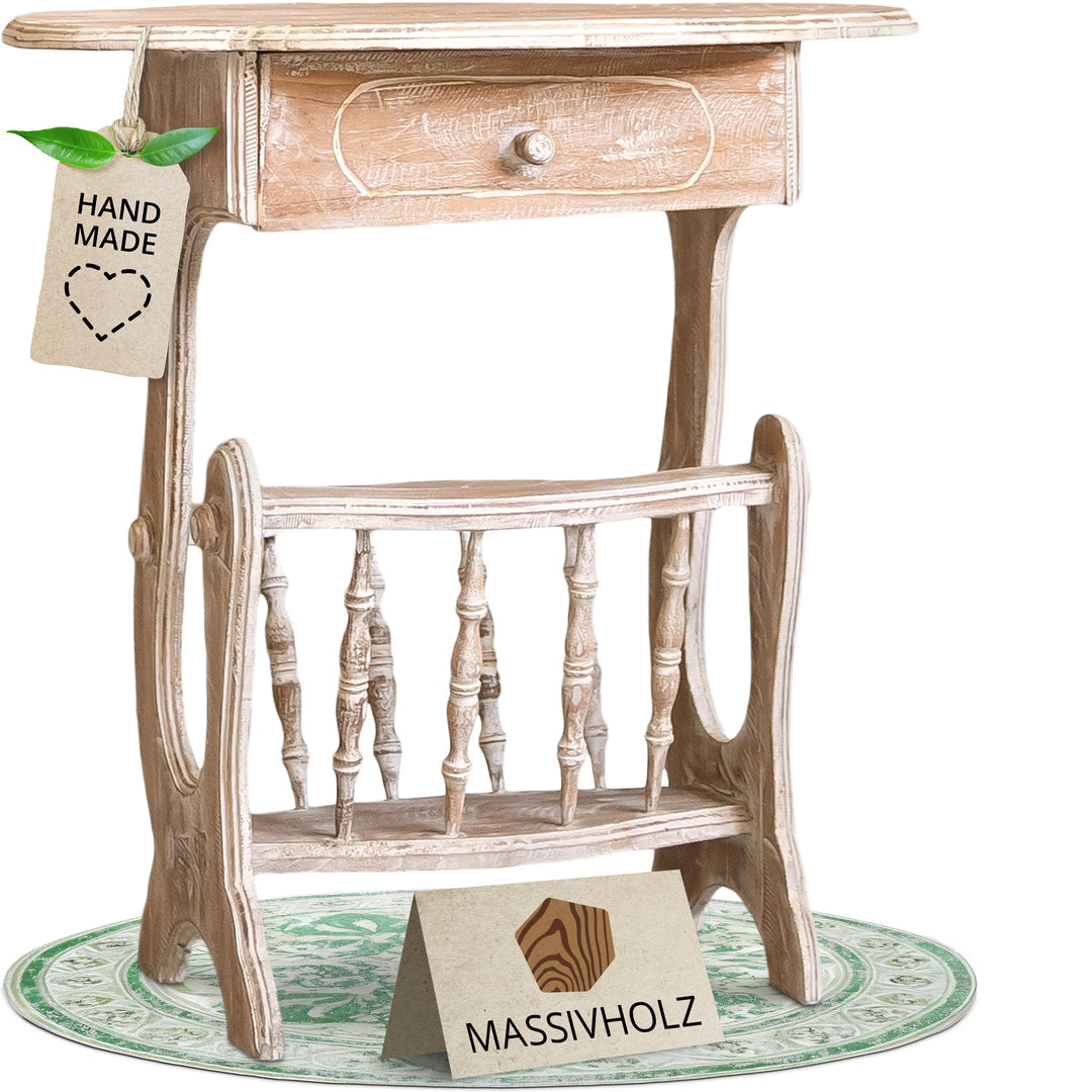 livasia Teakholz Tisch, Telefonschränkchen, Holzmöbel, Landhausstil