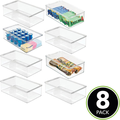 mDesign 8er-Set Kühlschrankbox – Kühlschrank Vorratsdose mit Deckel – lebensmittelechte Aufbewahrung