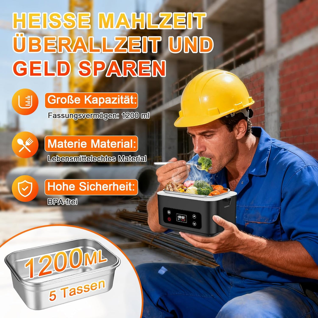 Elektrische lunchbox hermobehälter für Essen mit Akku – 24000 mAh,1,3 L beheizbare lunchbox,3D-Vollf
