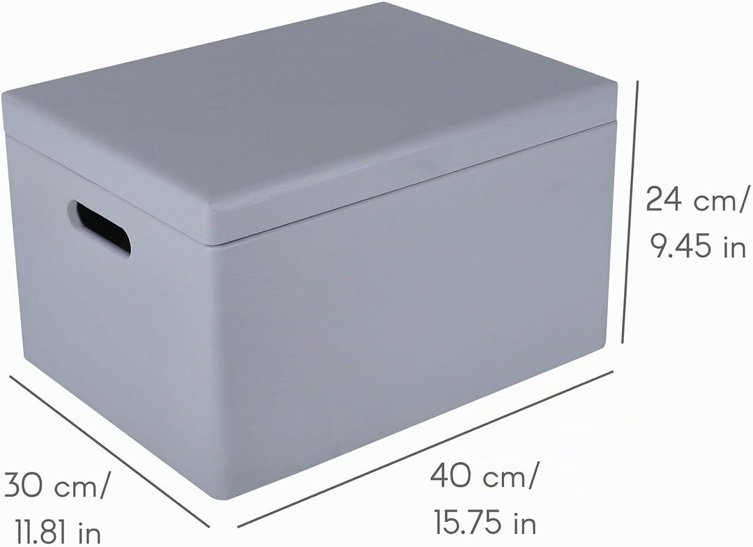 Creative Deco XXL Grau Grosse Holzkiste mit Deckel | 40x30x24 cm (+/-1cm) | Holztruhe Erinnerungsbox