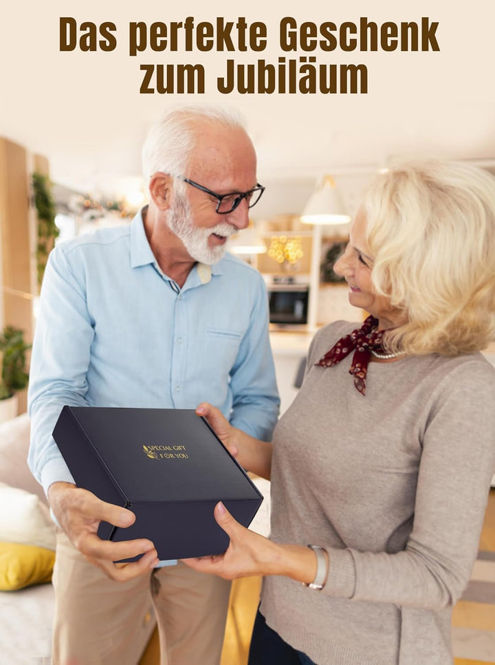 DEEWISH Goldene Hochzeit 50 Jahre Ehe Schreibtischuhr Quarzuhr, edles Geschenkset mit Geschenkbox un