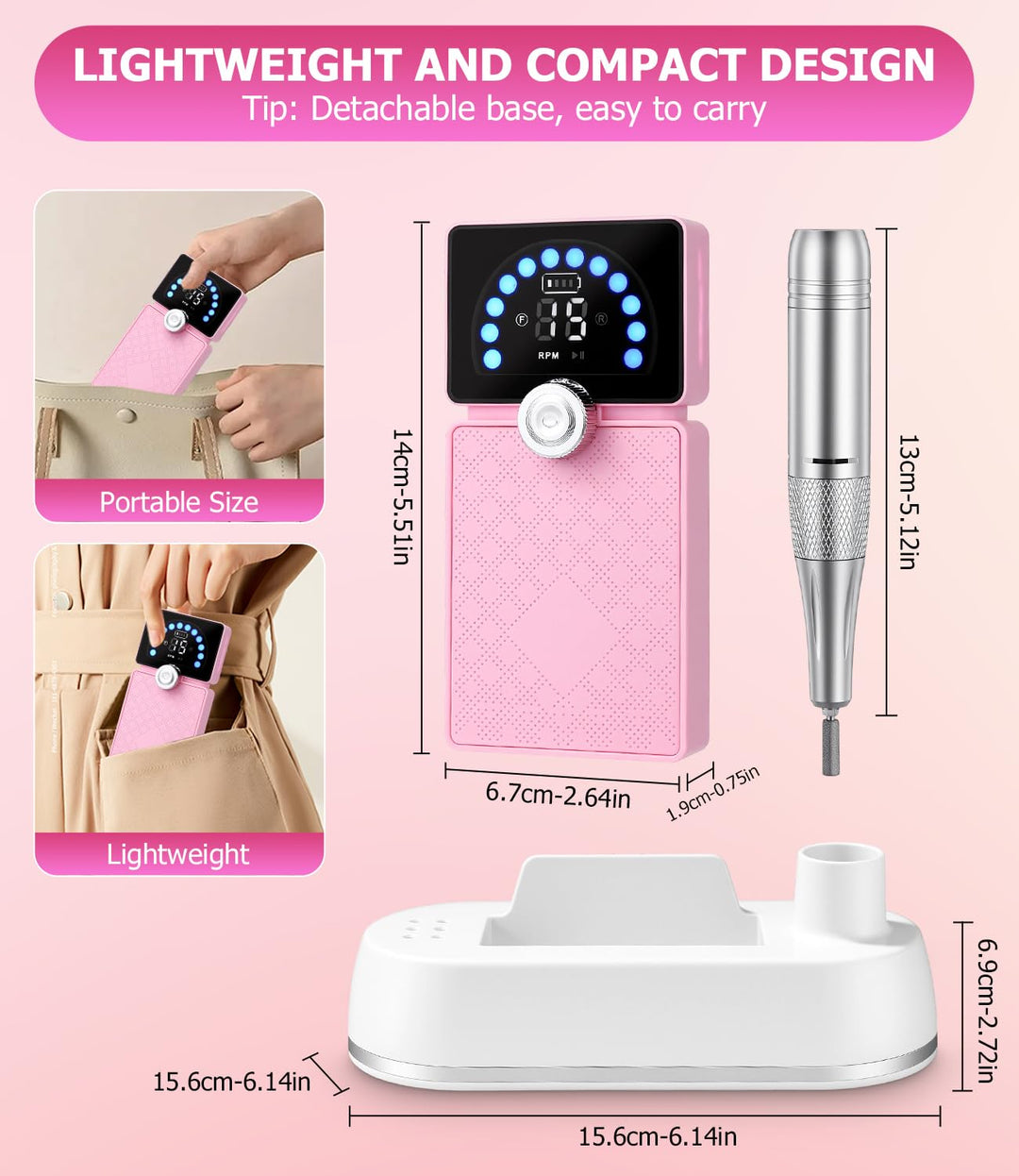 Bixury Nagelfräser Fräser Nägel Maniküre Set Elektrische Nagelfeile 35000 U/min Nagelfeile Fräser Au