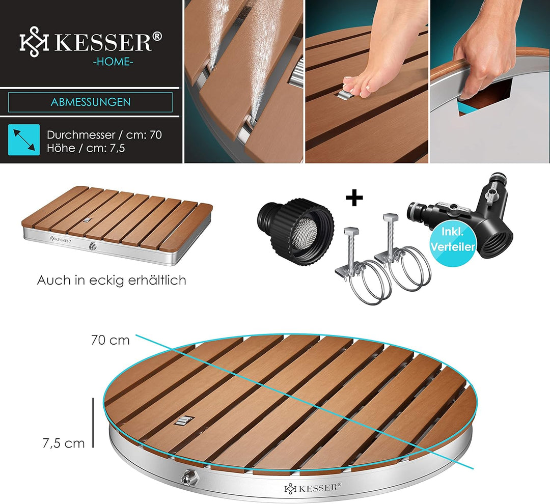 KESSER® Gartendusche Bodendusche Aussendusche Saunadusche Campingdusche Ø 70 cm Rund Fontänenhöhe bi