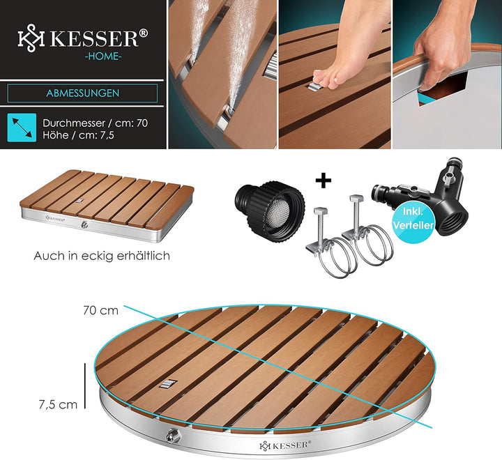 KESSER® Gartendusche Bodendusche Aussendusche Saunadusche Campingdusche Ø 70 cm Rund Fontänenhöhe bi
