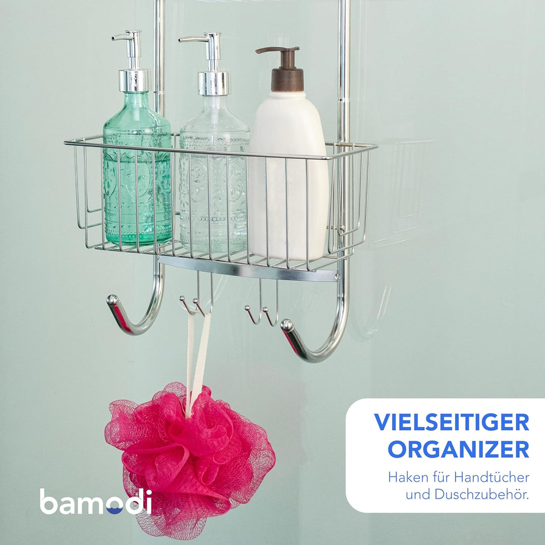 Bamodi Duschregal zum Hängen, Aufbewahrung l Verchromt - 70 x 18,5 x 19 cm l Duschablage l Einfache